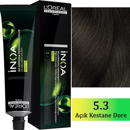 L'Oreal Professionnel Inoa Ammonia-Free Hair Color 5.3 Light Golden Brown 60g by Beauty Care Bag