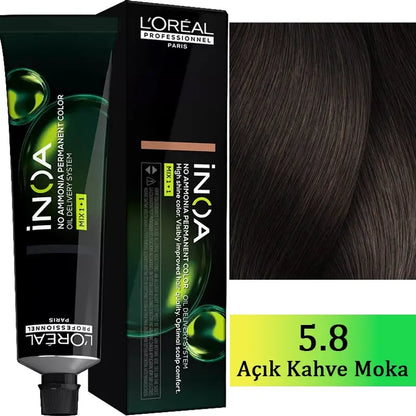 L'Oreal Professionnel Inoa Ammonia-Free Hair Color 5.8 Light Mocha Brown 60g by Beauty Care Bag