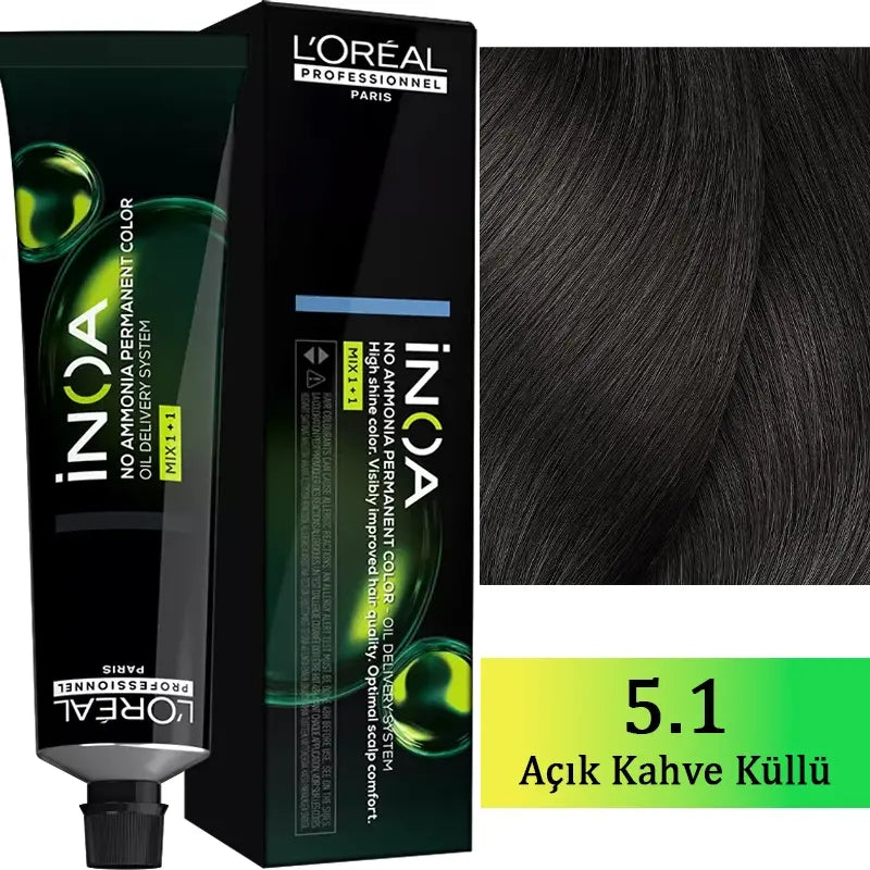 L'Oreal Professionnel Inoa Ammonia-Free Dye 5.1 Light Ash Brown 60g by Beauty Care Bag