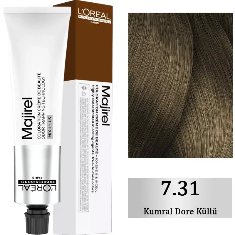 L'Oreal Professionnel Majirel Hair Color 7.31 Golden Ash Blonde 60ml by Beauty Care Bag