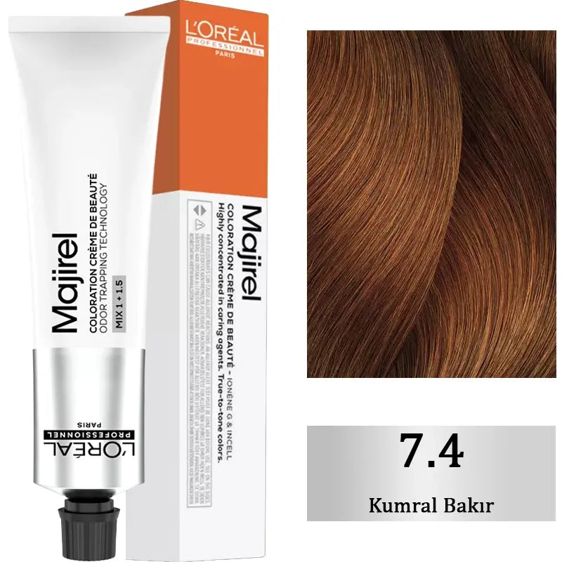 Loreal Professionnel Majirel Hair Dye 7.4 Copper Blonde 60ml by Beauty Care Bag