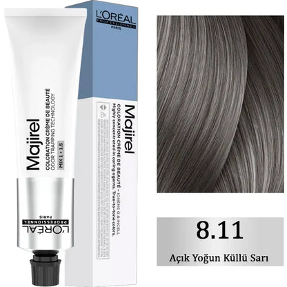 L'Oreal Professionnel Majirel Hair Color 8.11 Light Ash Blonde 60ml by Beauty Care Bag