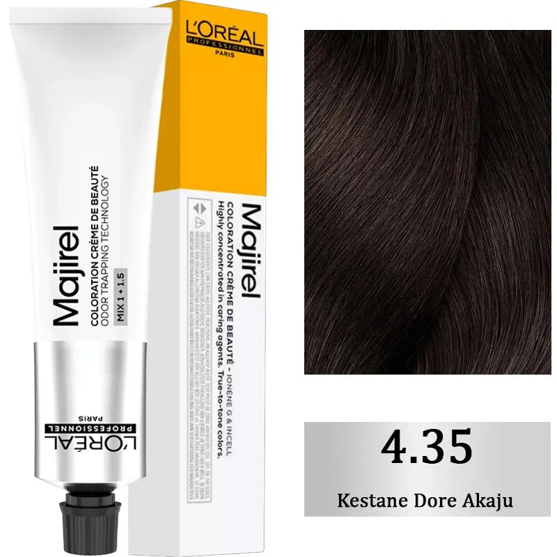 L'Oreal Professionnel Majirel Hair Color 4.35 Chestnut Gold Mahogany 60ml by Beauty Care Bag