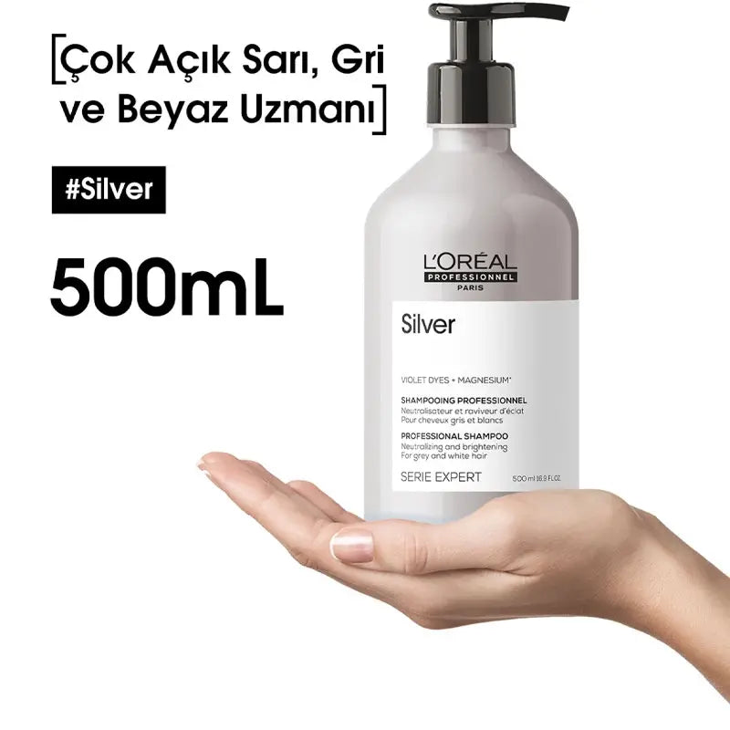 L'Oreal Professionnel Silver Shampoo Color Neutralizer 500ml by Beauty Care Bag