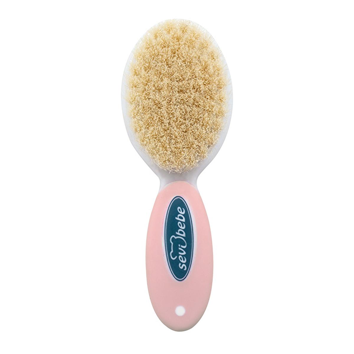 Sevi Bebe Baby Hair Brush and Comb Set - Natural Bristle, Gentle Grooming for Newborns by Beauty Care Bag