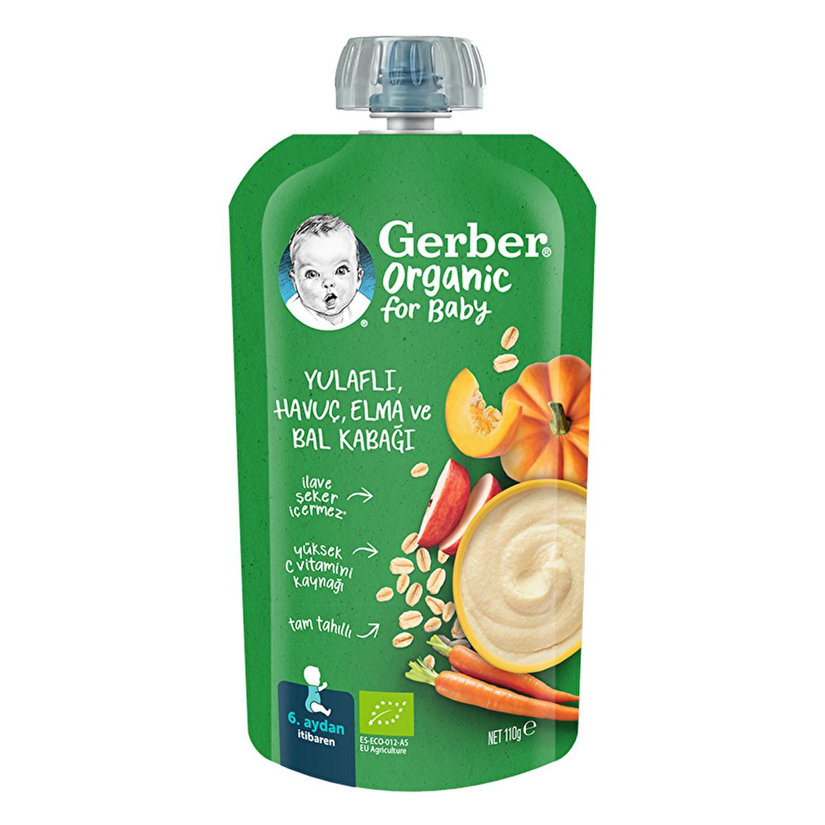 Gerber Organic Baby Food Puree - Oat, Carrot, Apple, Pumpkin & Mango, 110g, No Added Sugar, For Infants 6+ Months by Beauty Care Bag