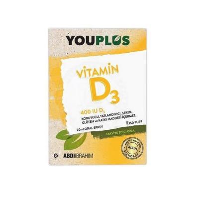 Youplus Vitamin D3 400IU Oral Spray for Kids - Supports Bone Health & Easy to Administer, 20ml by Beauty Care Bag