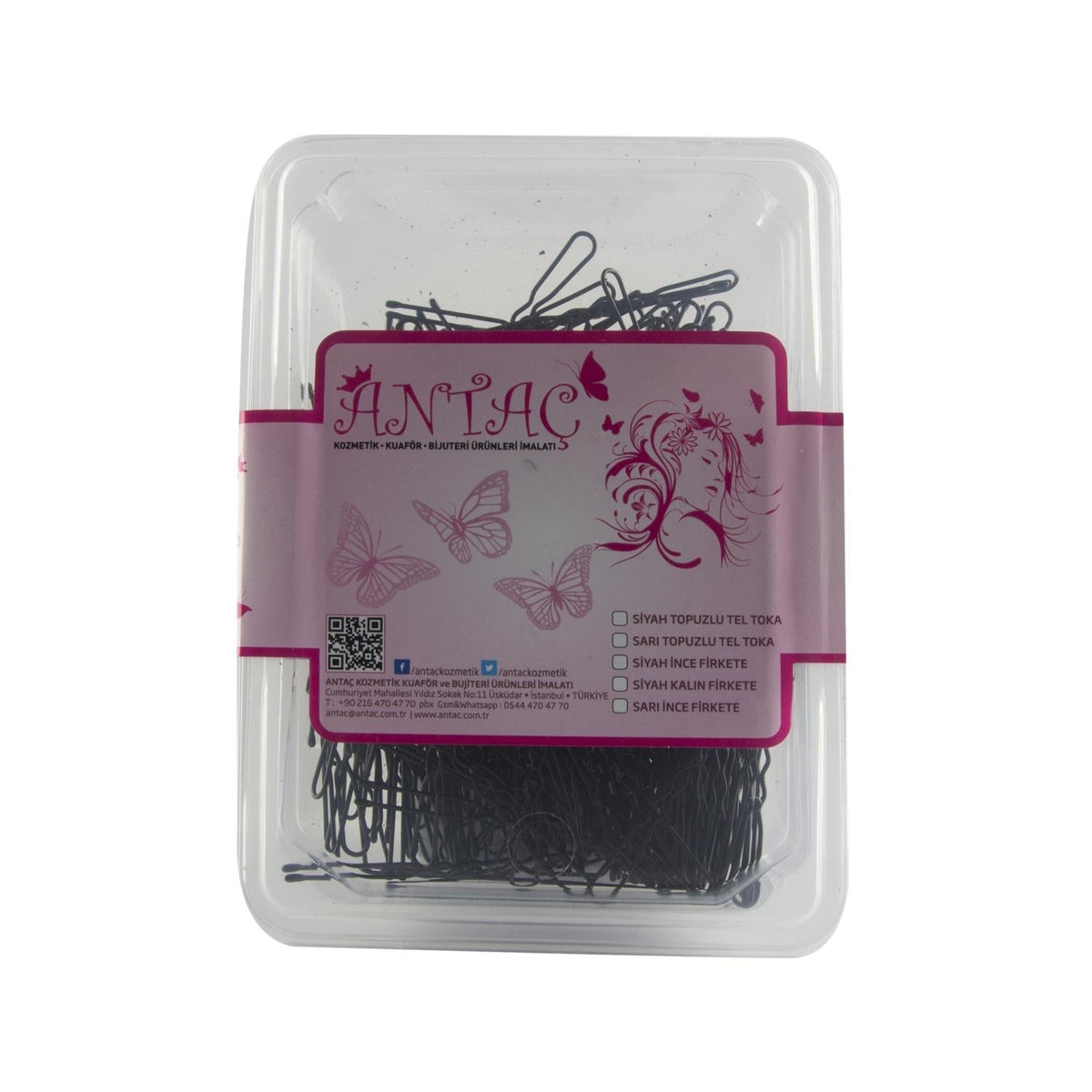 Antaç Thick Black Hair Bobby Pin with Knob - Stylish Hair Accessory for Long Hair by Beauty Care Bag