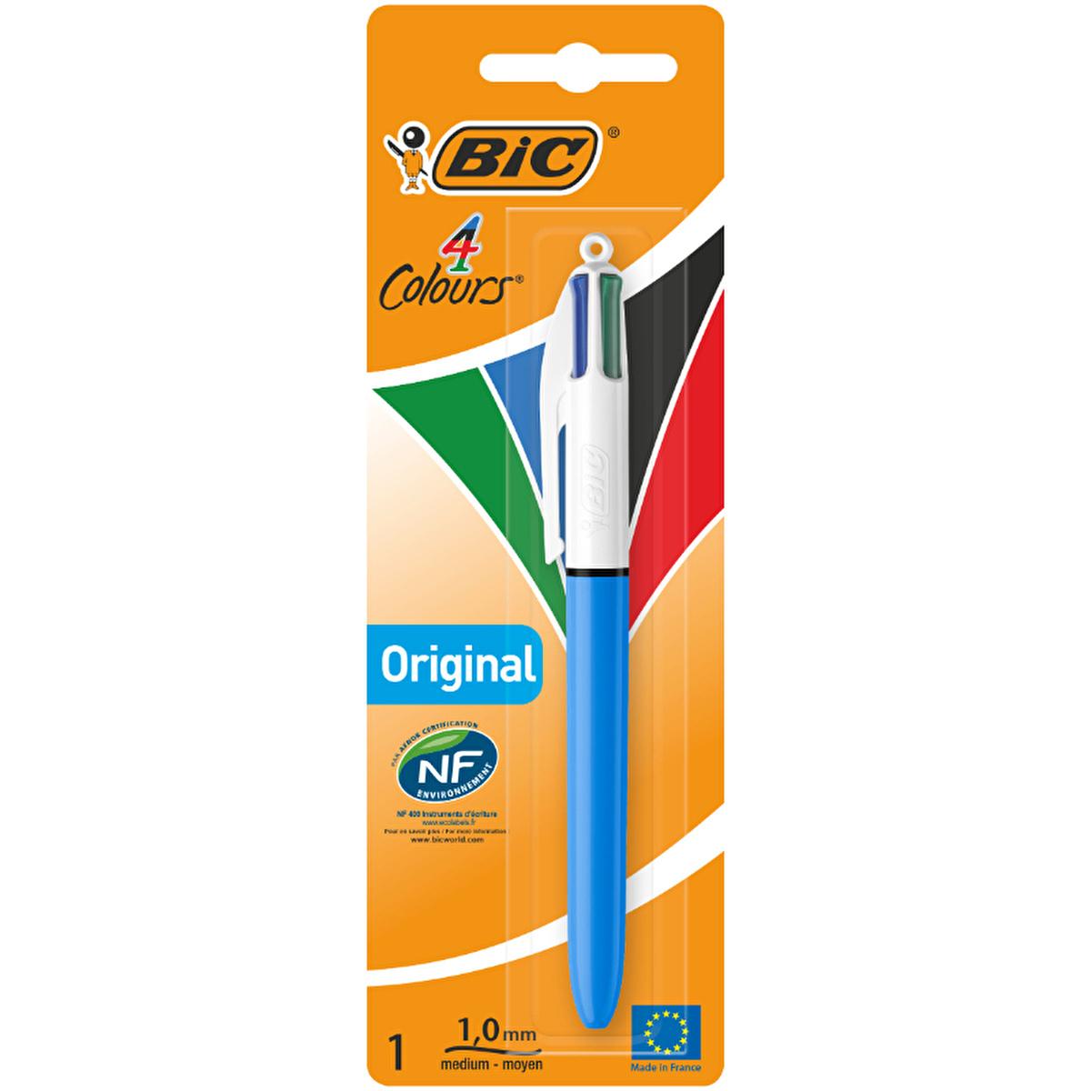 BIC 4 Colours Original Multicolor Ballpoint Pen - 4 Colors in 1, Refillable, Ergonomic Design by Beauty Care Bag