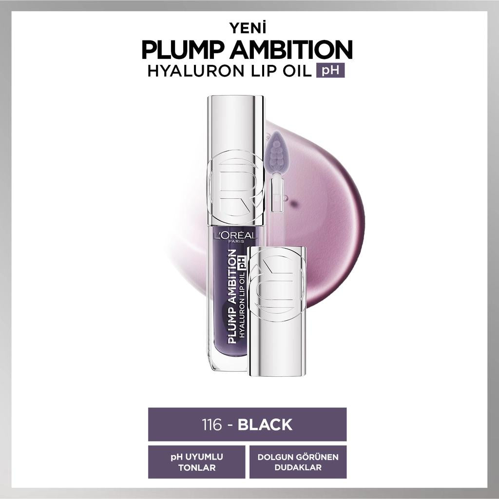 L'Oreal Paris Plump Ambition Hyaluron Lip Oil 116 Black 9ml by Beauty Care Bag