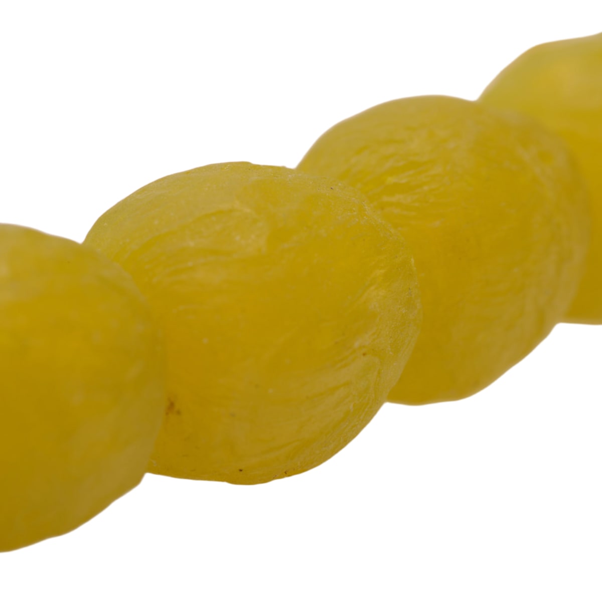 African Sand Cast Glass Beads: Mustard Yellow Matte Finish 12x13mm Strand by Continental Bead Suppliers