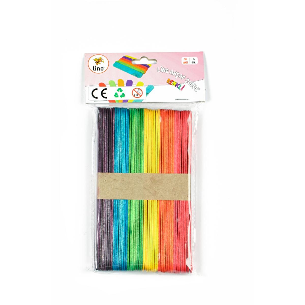 Lino Colorful Wooden Craft Sticks, 15 cm, 50-Pack - Arts & Crafts Supplies for Kids and Educators by Beauty Care Bag