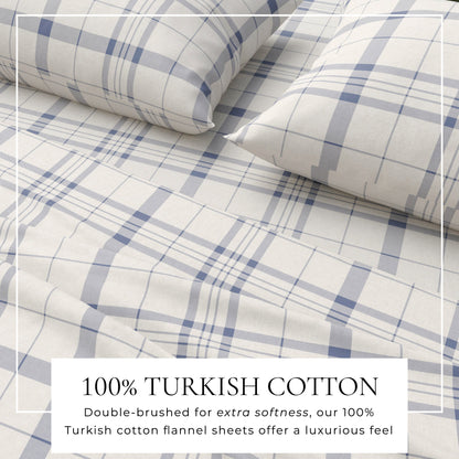 Turkish Cotton Flannel Sheet Set - Plaid & Stripe Collection by Great Bay Home