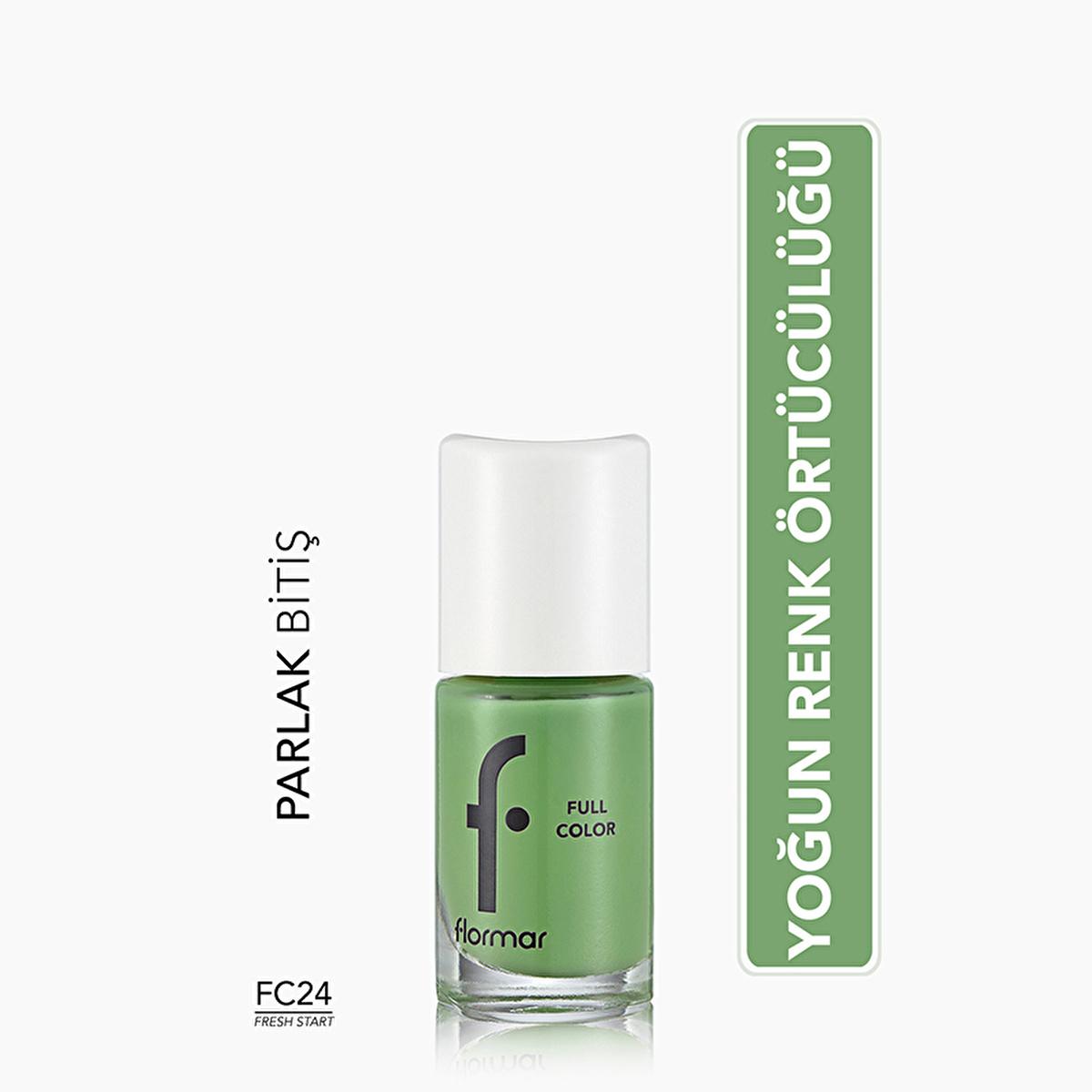 Flormar Full Color Fresh Start: High Pigment, Long Lasting, Glossy Green Nail Polish - Chip Resistant, Vibrant Color by Beauty Care Bag