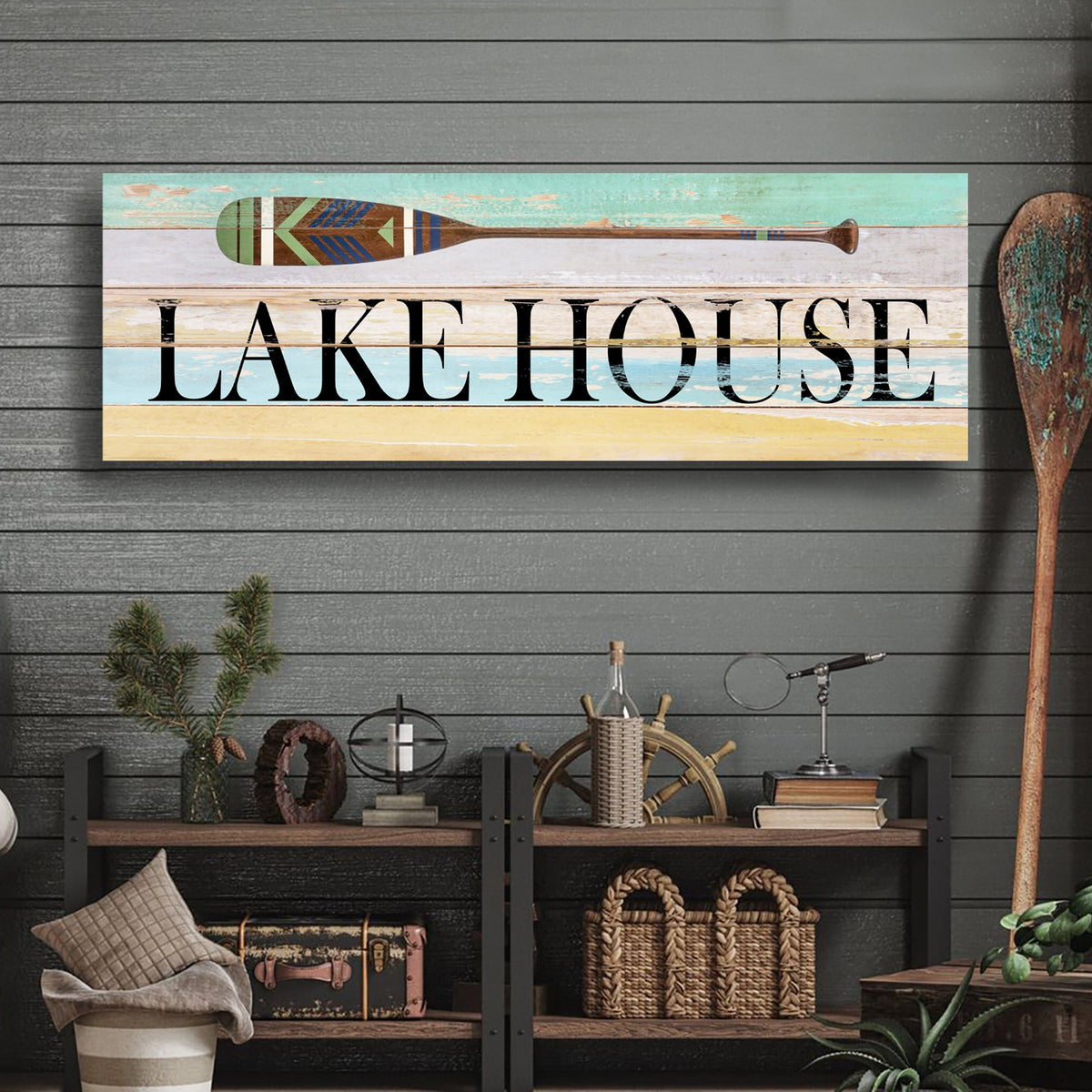 Lake House Coastal Sign by Tailored Canvases