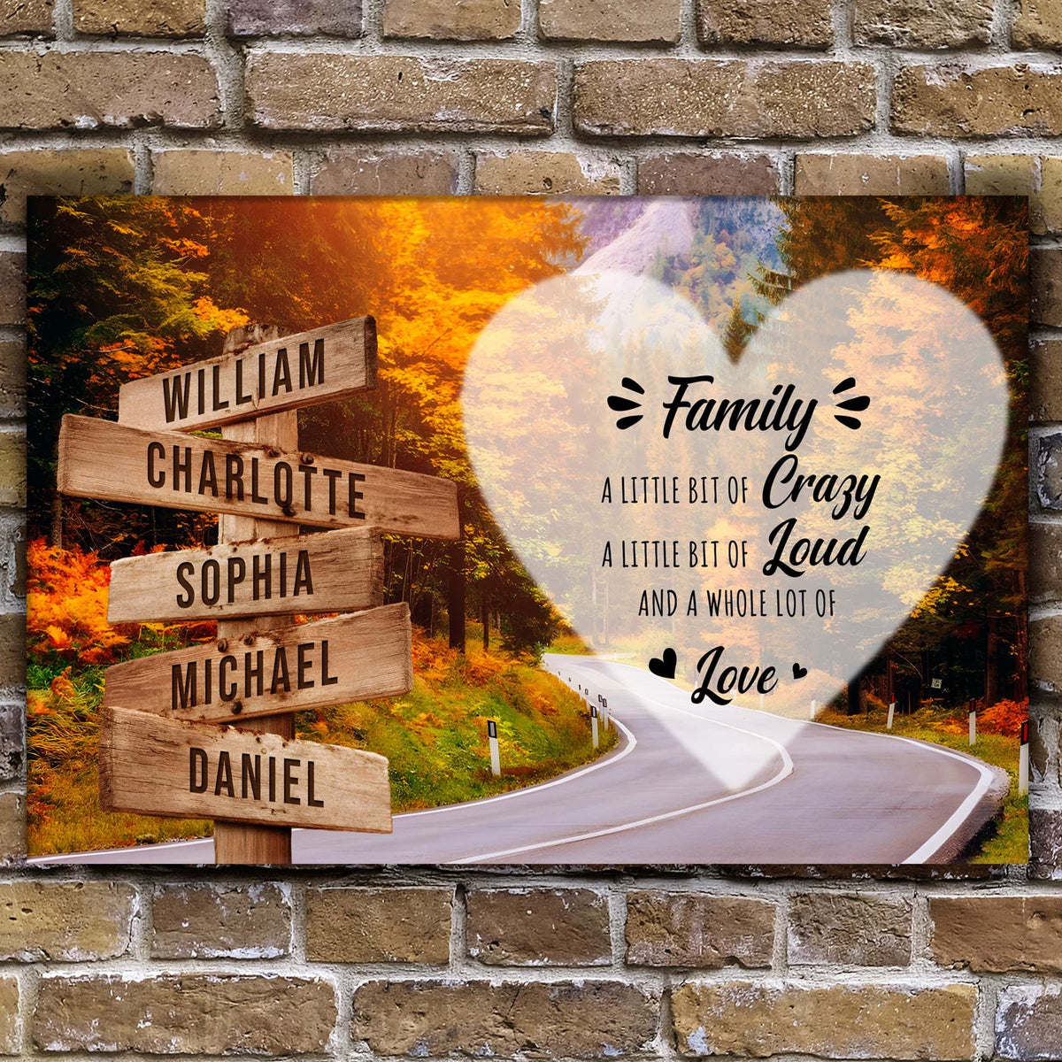 A Lot of Love family names canvas sign II by Tailored Canvases shown in a room setting