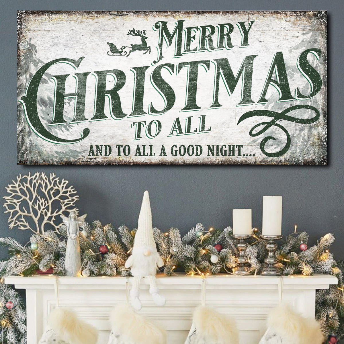 Merry Christmas To All And Goodnight Sign II by Tailored Canvases