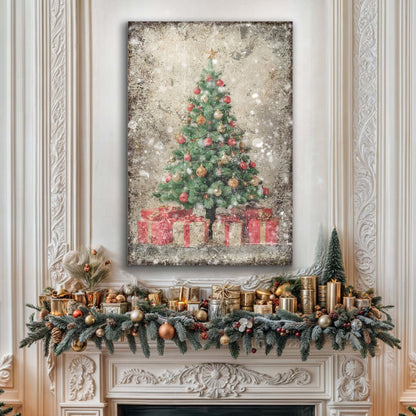 Vintage Christmas Tree With Gifts Wall Art III by Tailored Canvases