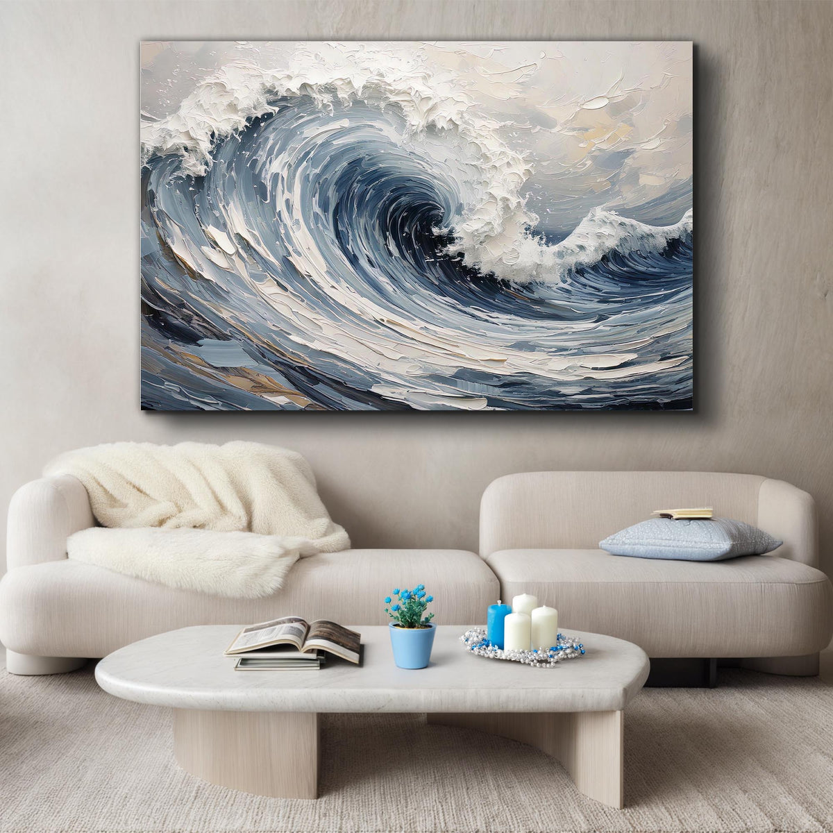 Modern Ocean Wave Wall Art by Tailored Canvases