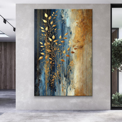 Modern Gold Leaves Wall Art by Tailored Canvases