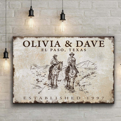 Cowboy Couple Sign by Tailored Canvases