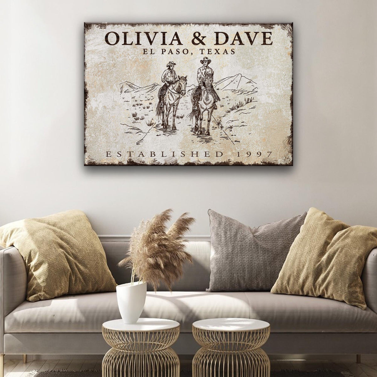 Cowboy Couple Sign by Tailored Canvases
