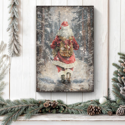 Vintage Santa Claus in Winter Forest Christmas Wall Art II by Tailored Canvases