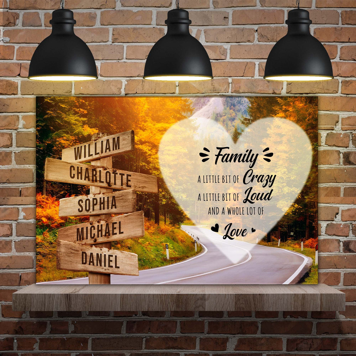 A Lot of Love family names canvas sign II by Tailored Canvases shown in a room setting, view 2