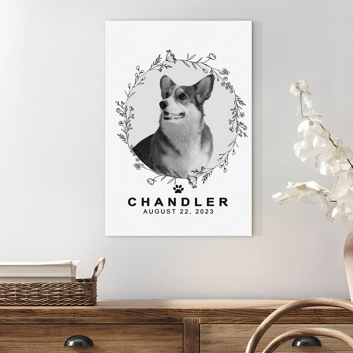 Pet Memorial Portrait Monochrome Sign by Tailored Canvases