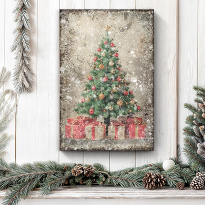 Vintage Christmas Tree With Gifts Wall Art III by Tailored Canvases