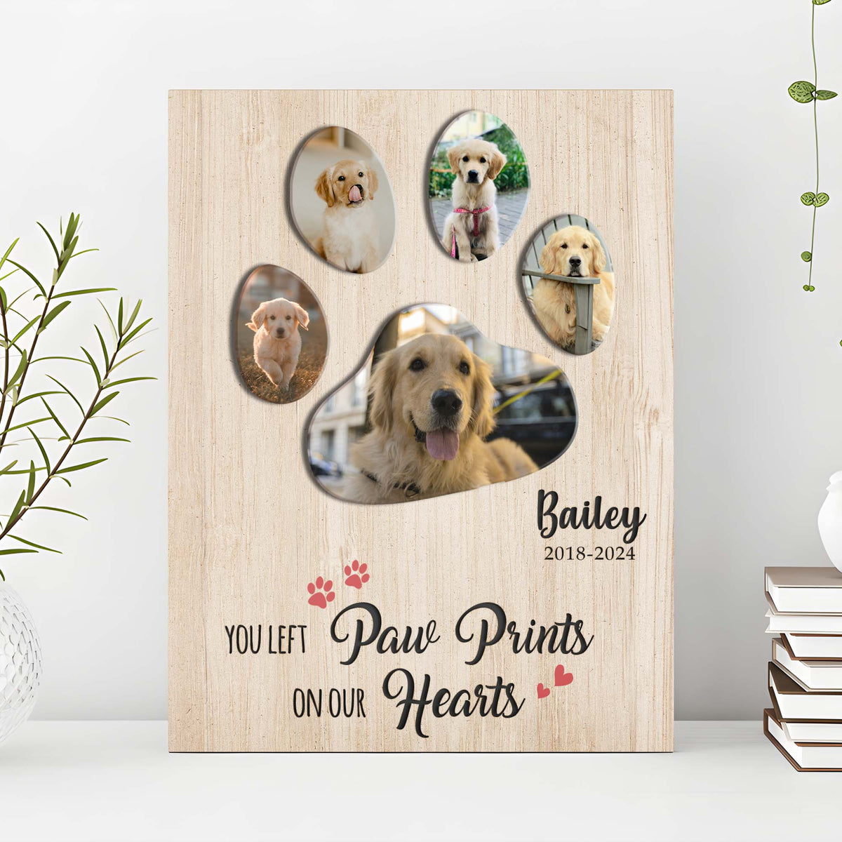 Pet Memorial Sign You Left Paw Prints On Our Hearts II by Tailored Canvases