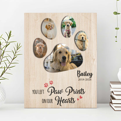 Pet Memorial Sign You Left Paw Prints On Our Hearts II by Tailored Canvases