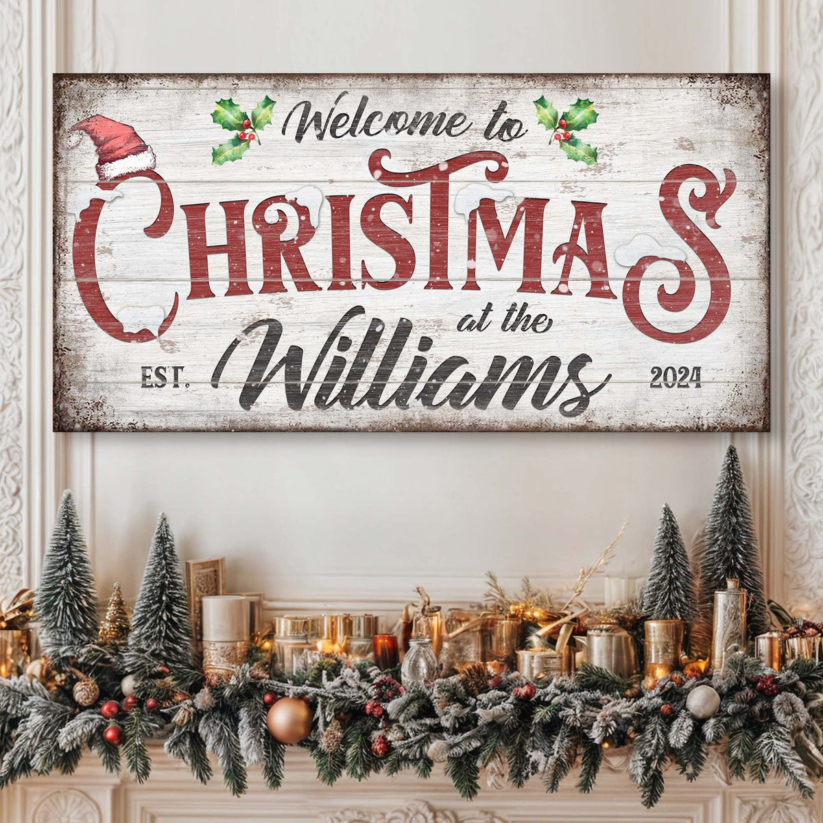 Family Welcome To Christmas Sign V by Tailored Canvases