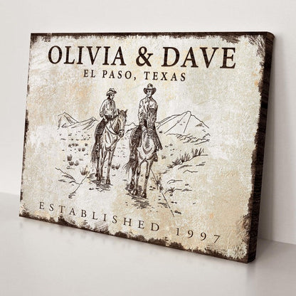 Cowboy Couple Sign by Tailored Canvases