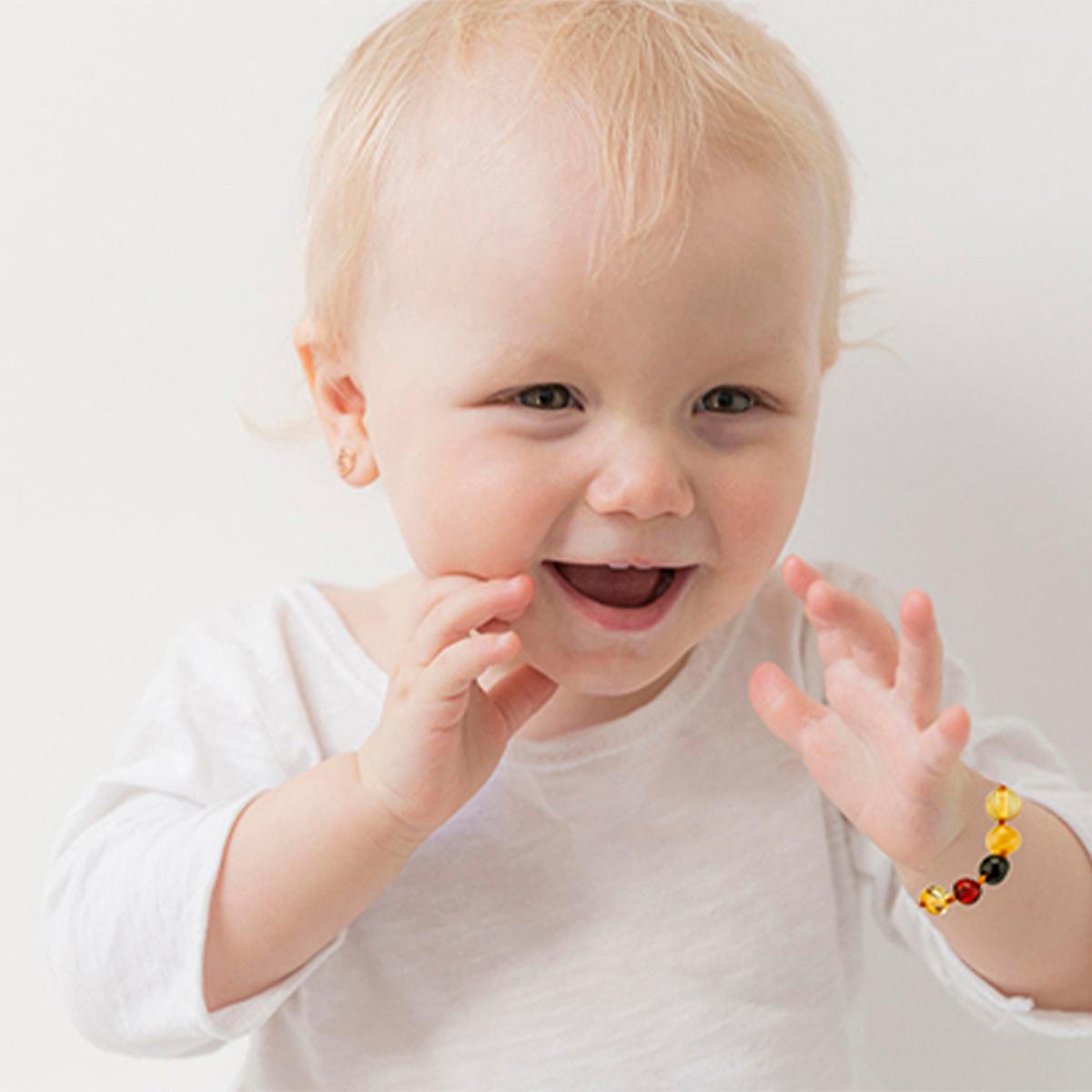 Babyjem Amber Teething Bracelet for Babies - Natural Pain Relief, Individually Knotted Amber Stones by Beauty Care Bag