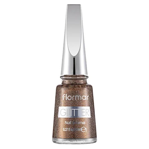 Flormar Glitter Nail Polish - Golden Orchid FGL40, Shiny Nail Enamel for Creative Nail Art Designs by Beauty Care Bag