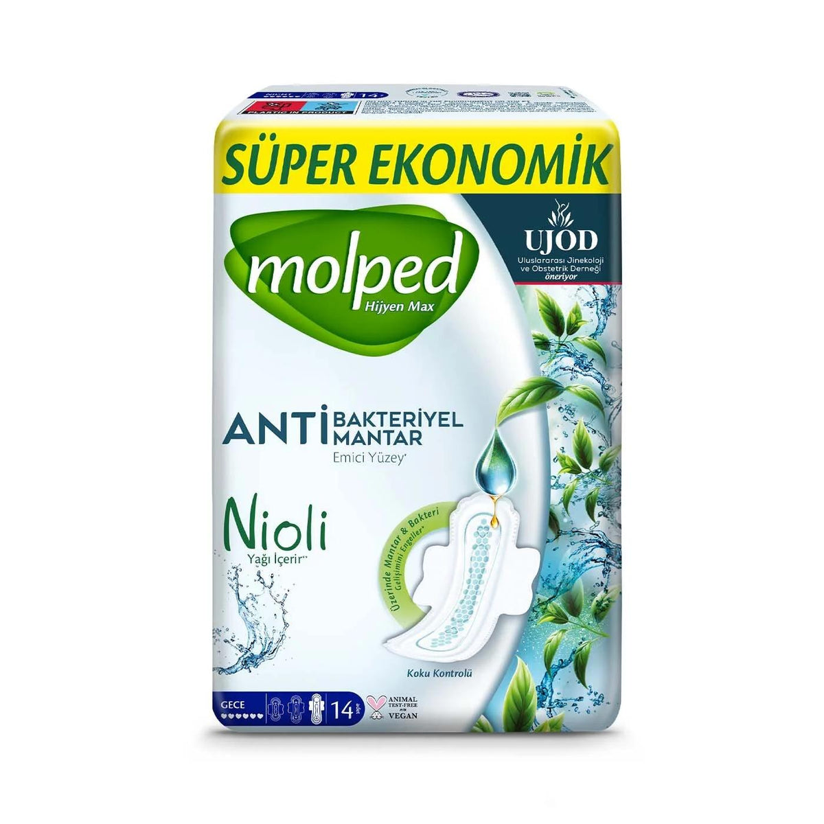 Molped Hygiene Max Night Sanitary Pads for Leak Protection 14 Count by Beauty Care Bag