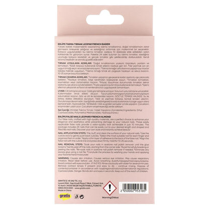 Eklips Leopard French Almond Artificial Nails 24 Count by Beauty Care Bag