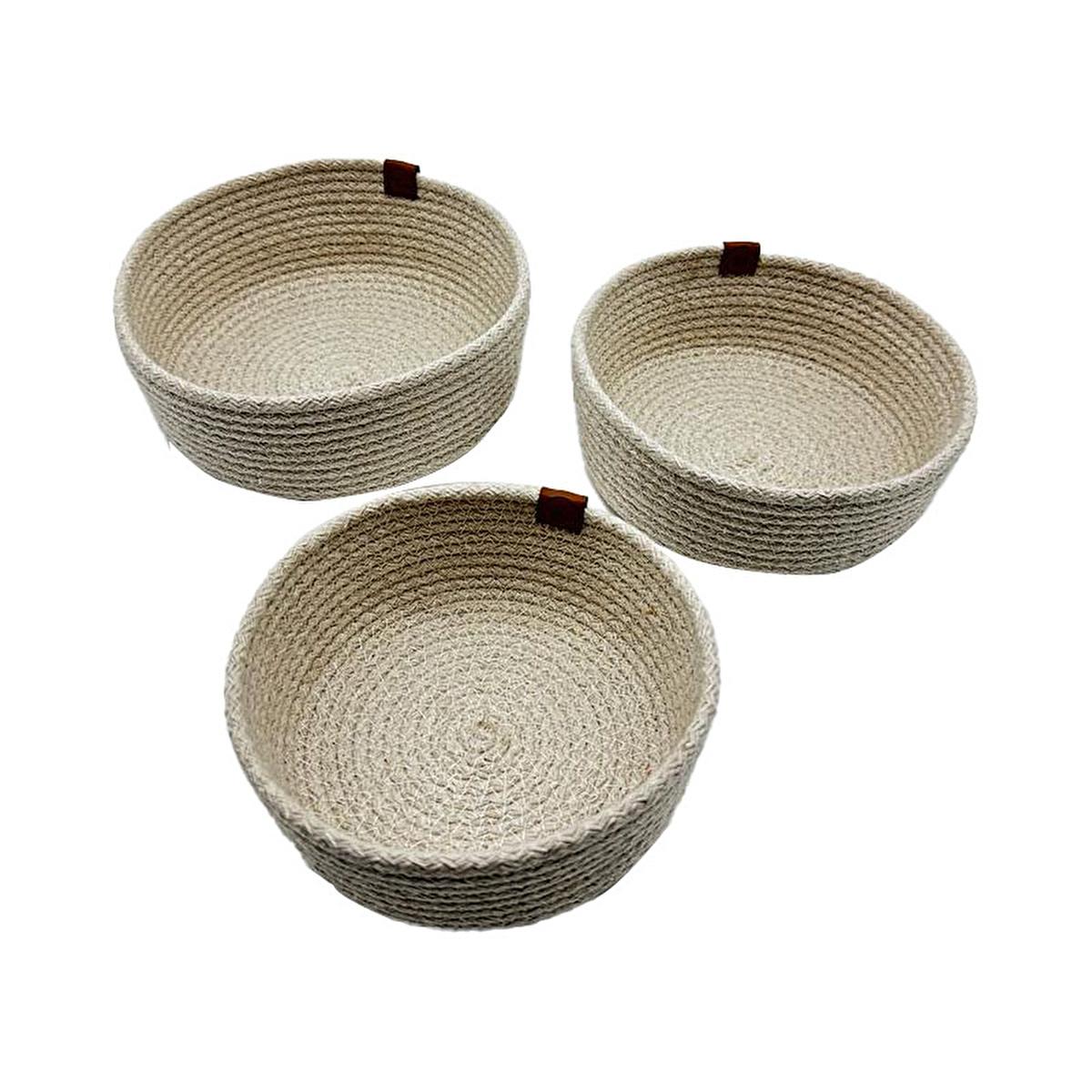 Luna Cucina Jute Storage Organizer Set - Natural Eco-Friendly Round Baskets for Home Decor and Organization by Beauty Care Bag