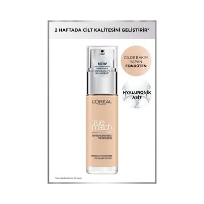 Loreal Paris True Match Foundation: 1N Ivory - Hyaluronic Acid & Vitamin E, Lightweight, Natural Look, SPF 17, Skin Tone Evener by Beauty Care Bag