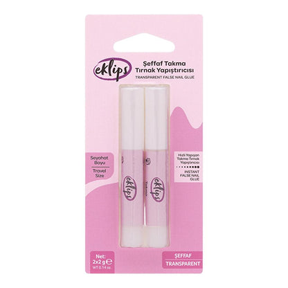 Eklips False Nail Glue Set for Secure Hold 2 x 2g by Beauty Care Bag