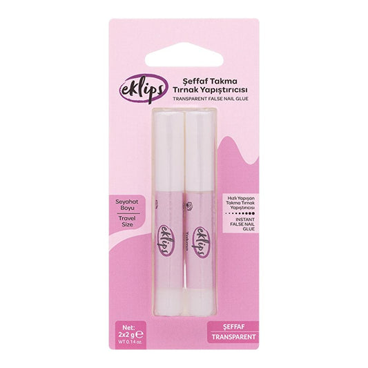Eklips False Nail Glue Set for Secure Hold 2 x 2g by Beauty Care Bag
