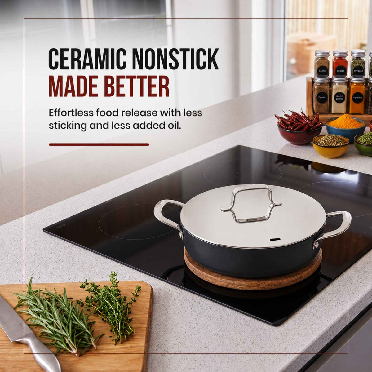 Ceramic Nonstick Sauté Pan with Lid, 3.5-Qt by Alva Cookware