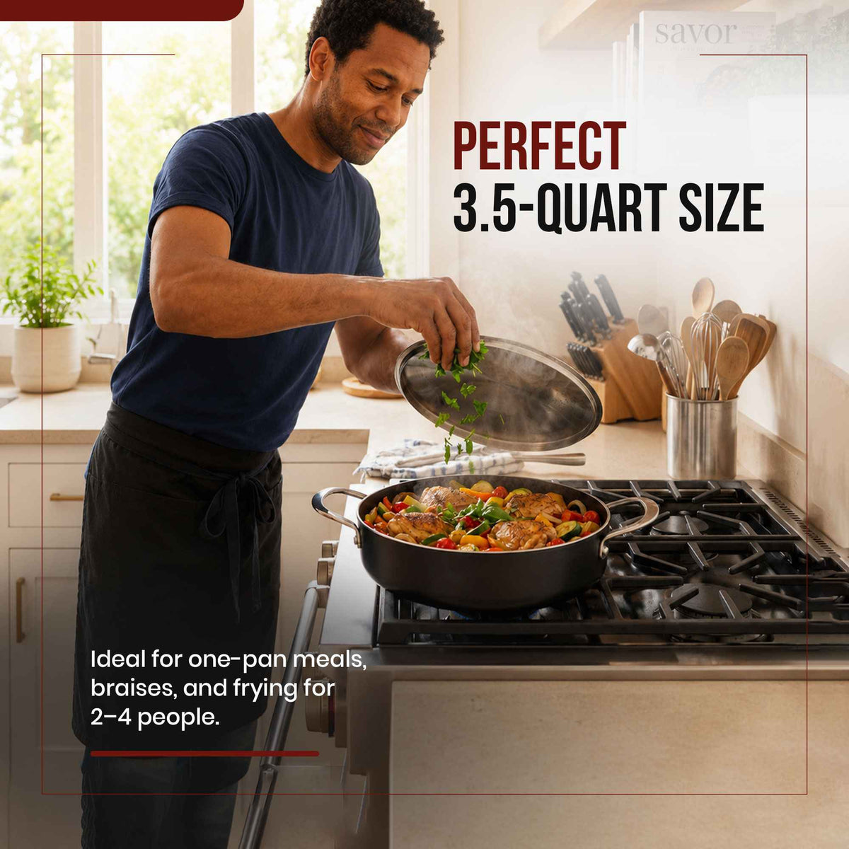 Ceramic Nonstick Sauté Pan with Lid, 3.5-Qt by Alva Cookware