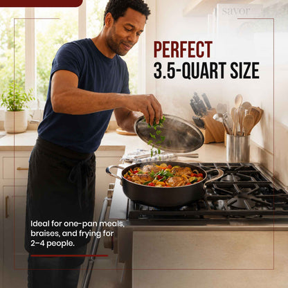 Ceramic Nonstick Sauté Pan with Lid, 3.5-Qt by Alva Cookware