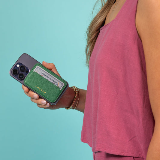 Mag Safe Leather Wallet with RFID - GreenSmall Leather GoodsTorqelo.com