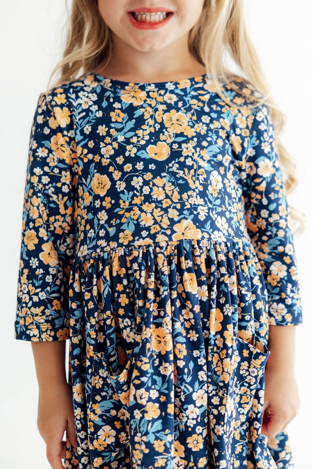 Marigold Moon 3/4 Sleeve Pocket Twirl DressTwirl Dress - 3/4 - PocketTorqelo.com
