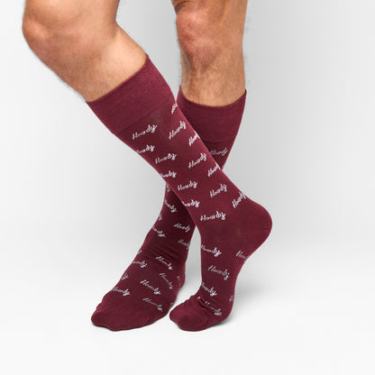 Maroon Howdy Dress SocksTeam ColorwaysTorqelo.com