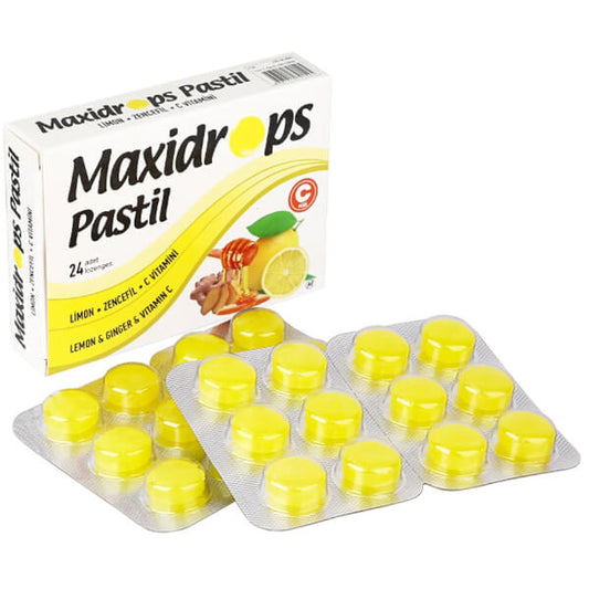 Maxidrops Honey & Lemon Lozenges with Vitamin C 24 Count by Beauty Care Bag