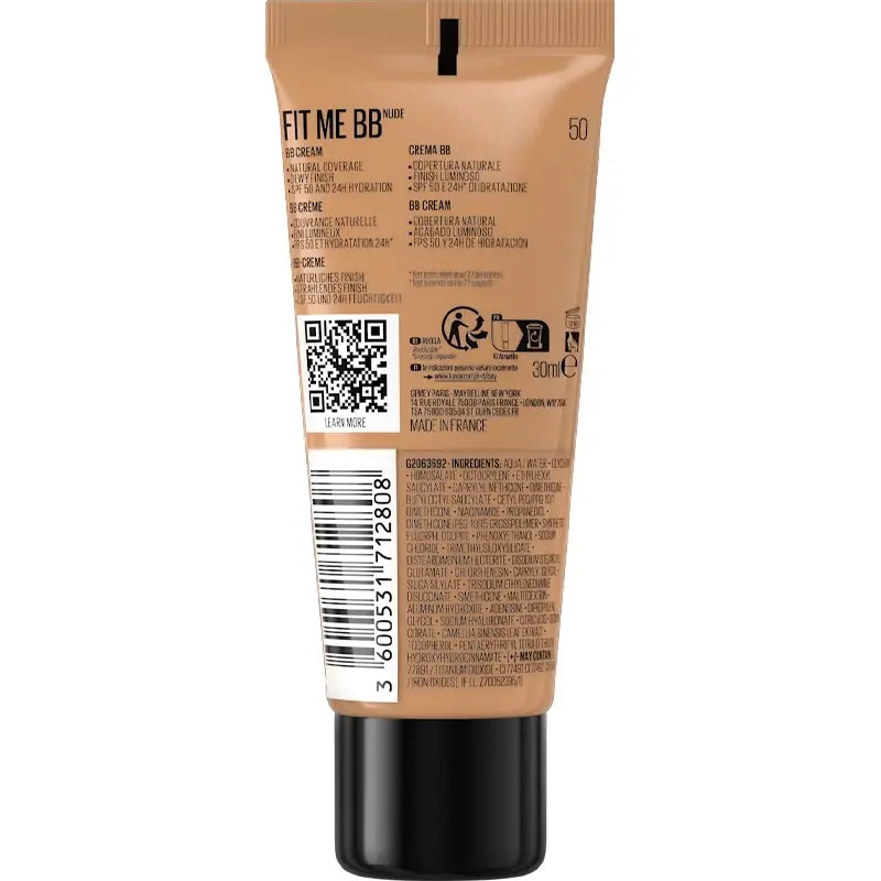 Maybelline Fit Me BB Cream SPF 50+ Tinted Moisturizer 50 30ml by Beauty Care Bag